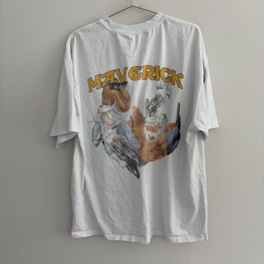 Vintage Camel Maverick Joe Camel Motocross T Shirt XXL White